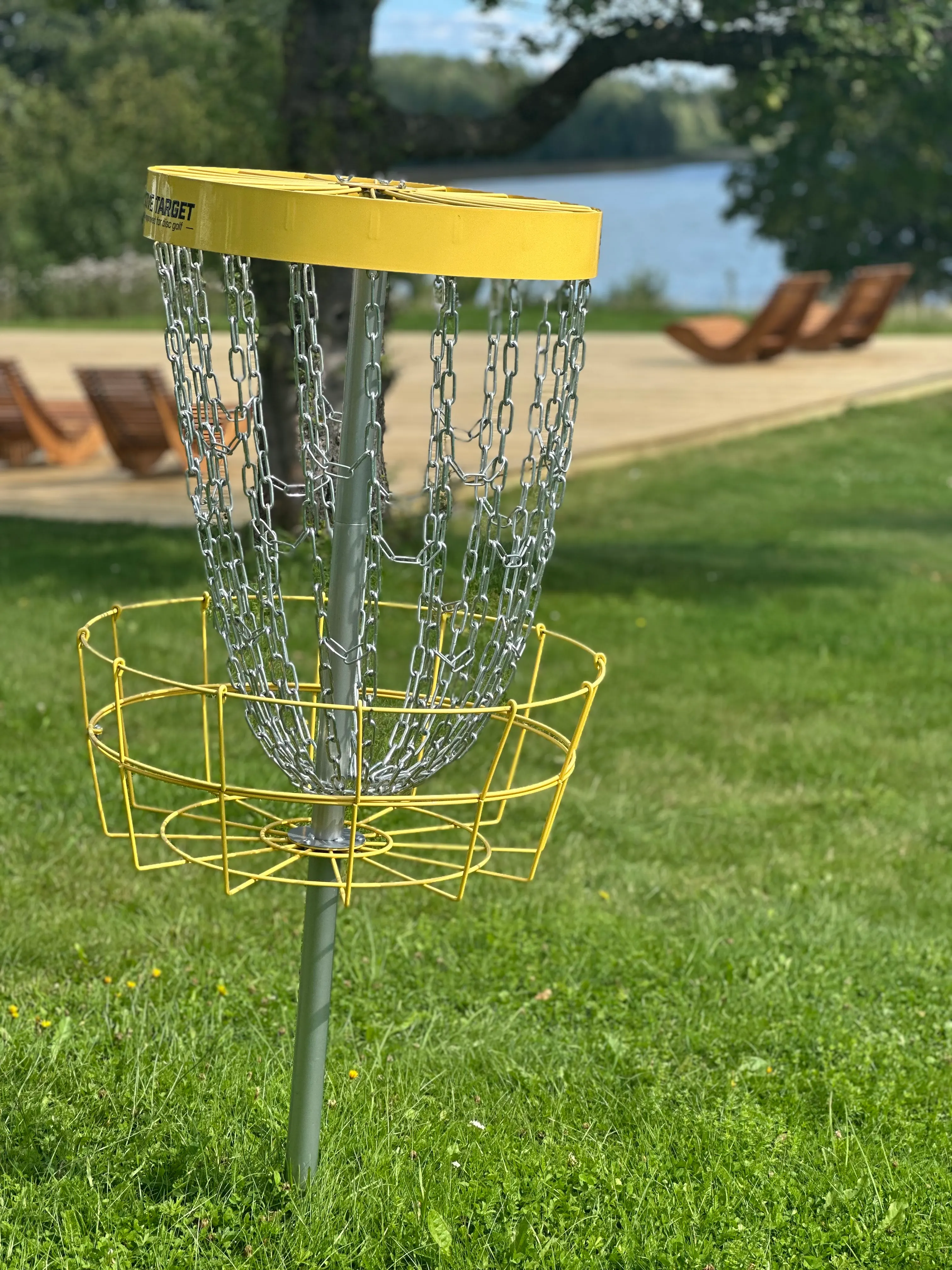 Discgolfkorg vid sjön
